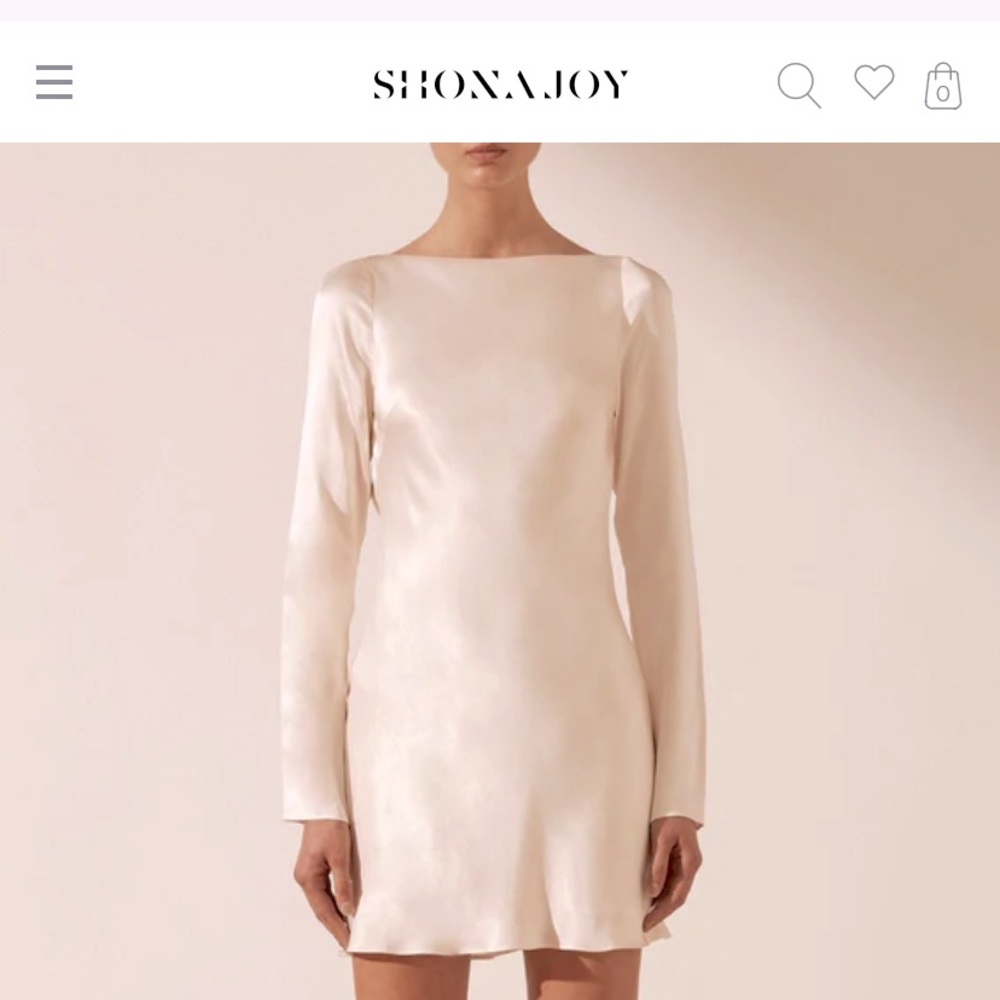 Shona Joy LA LUNE LONG SLEEVE BACKLESS MINI DRESS - CREAM